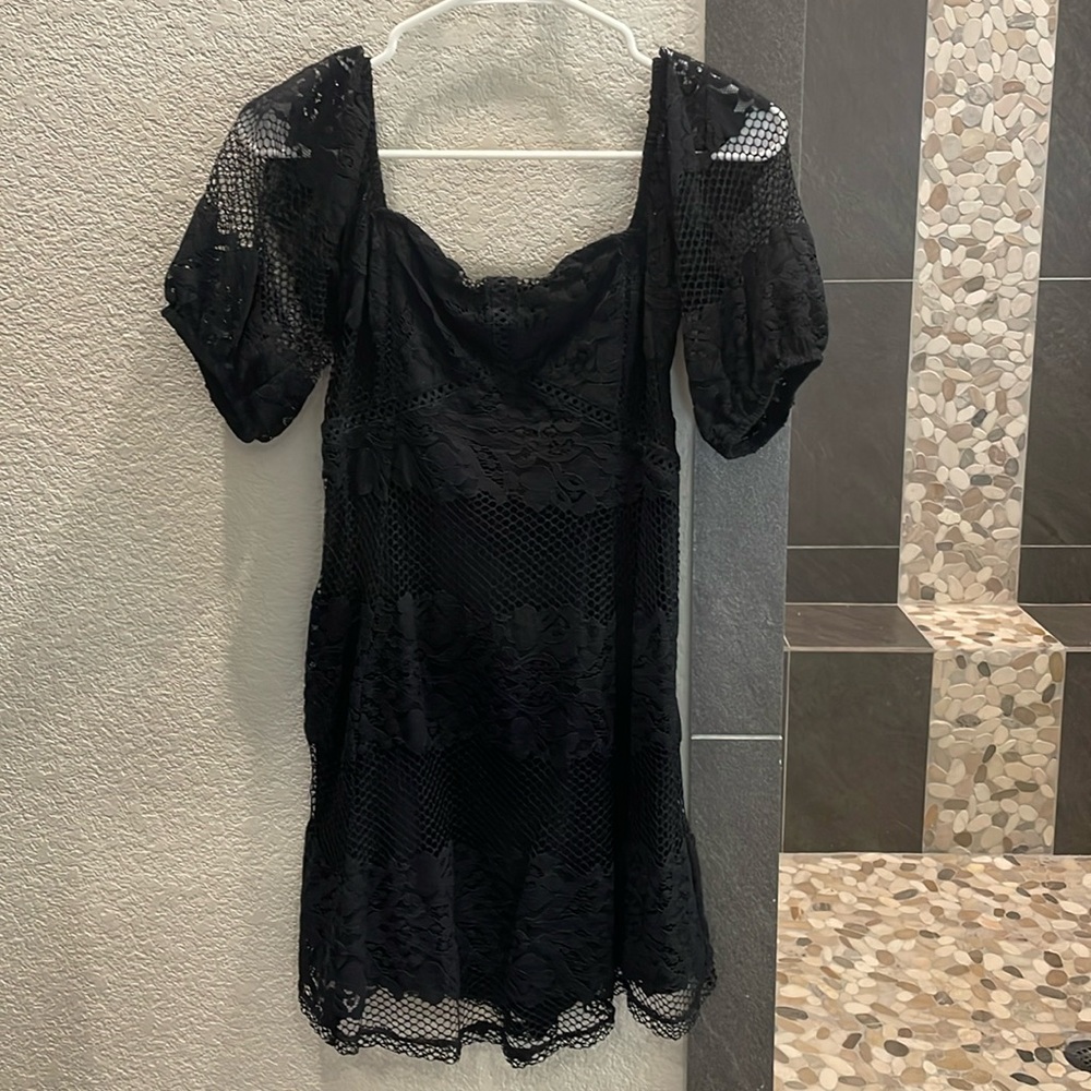 Black free people lace mini dress